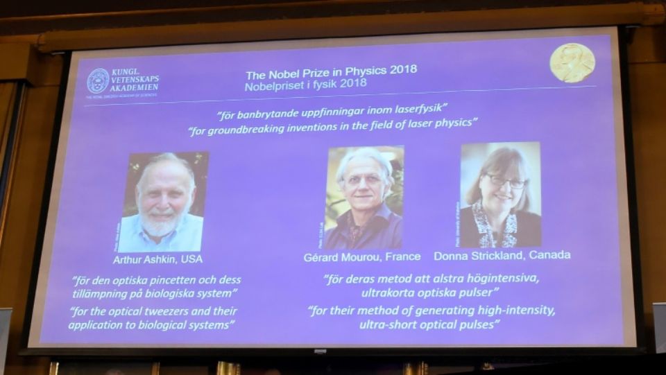 Le Prix Nobel de physique 2018 à un trio américano-franco-canadien