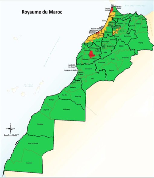 Covid-19 Maroc/Allègement du confinement : Classification des préfecture et provinces selon le nombre de cas actifs